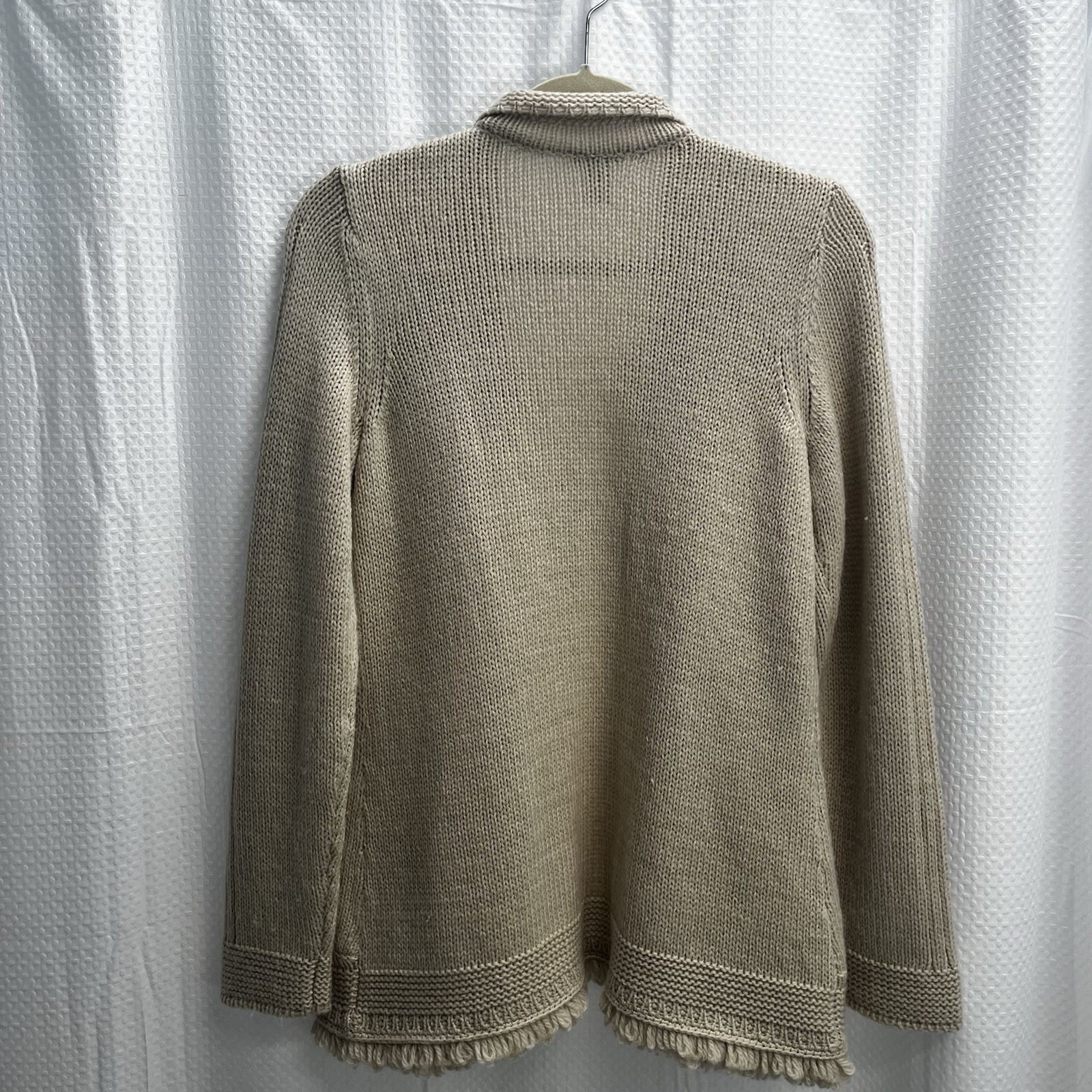 Chicos Beige Wool Blend Cable Fringe Penny Lane O… - image 7