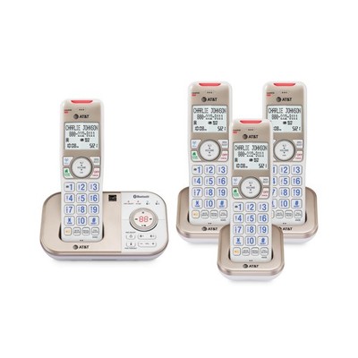 AT&T BL3112-4 Cordless Phone for Home - 4 Handsets, DECT 6.0, Bluetooth Cell ...