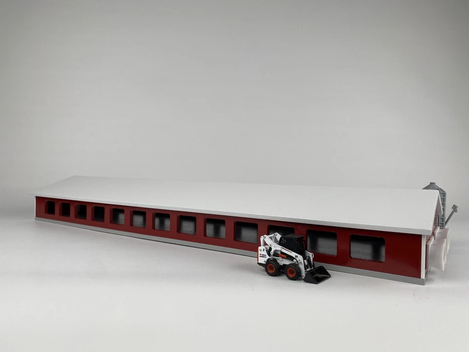 1/64 Scale Custom Scratch Hog Barn Building Toy Barn 40x150 Red Sides white Roof - Image 2 of 4