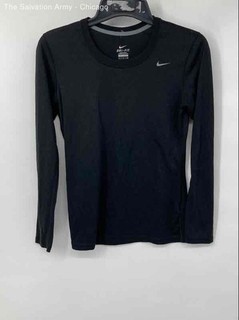 Nike Womens Black Dri Fit Long Sleeve Crew Neck Activewear T Shirt Size Small