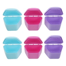 6 Pcs Denture Retainer Box Container Holders for Cleaning Travel Case