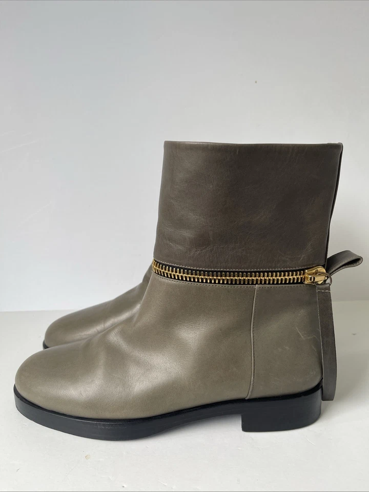 Pierre Hardy Women’s Ankle Boots 37.5 Green Leather Gold Zip Designer Made Italy - Image 4 of 4