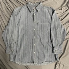 Vintage 90s Levi s Striped Button Up Denim Shirt Size Kids L 16-18 Adult M READ