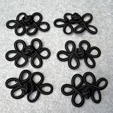 Black Frog Closure Set 6 Decorative Knot Fasteners Sewing Crafting