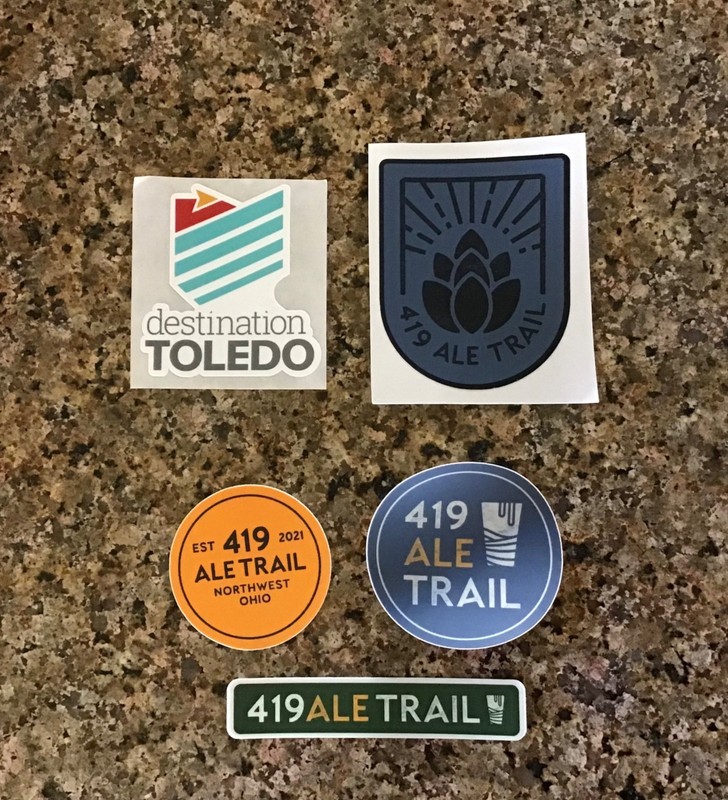 419 ALE TRAIL STICKERS SET OF 4 AND 1 DESTINATION TOLEDO  STICKER
