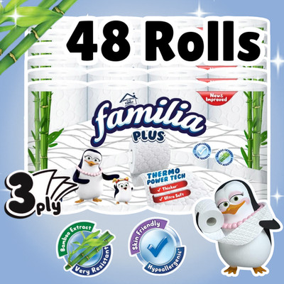 Familia Plus 3-Ply Toilet Roll - 48 Rolls Toilet Paper Value Pack