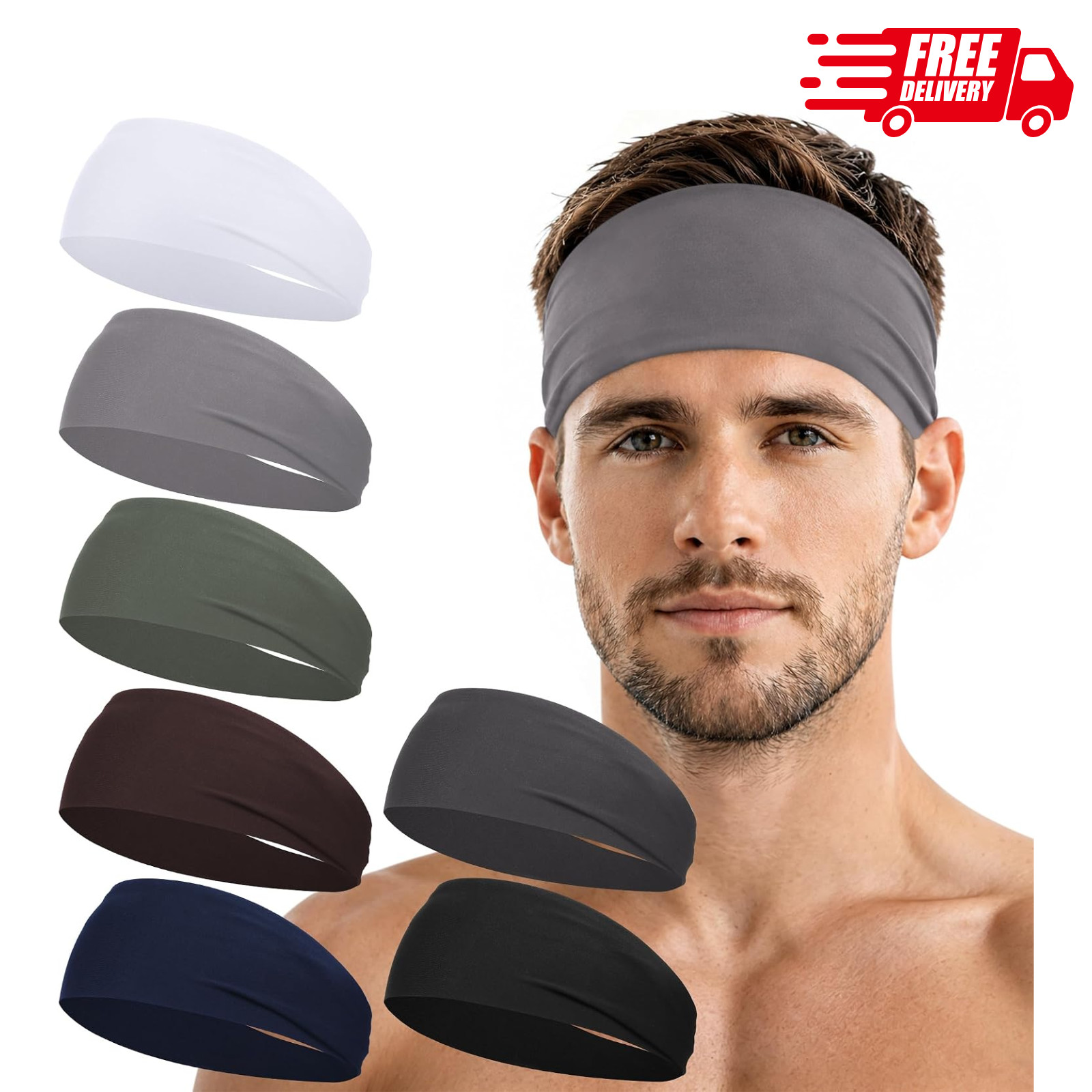 7 Pack Sports Headbands for Men Women Sweat Absorbent Running Workout Yoga