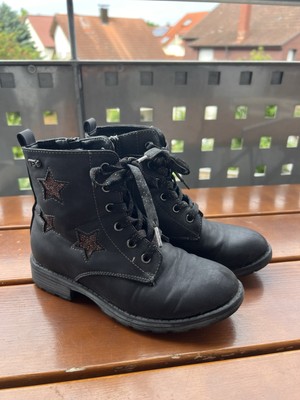 Lurchi Mädchen Stiefelette FENJA-TEX, Blau Velourleder Glitzer, Gr.32