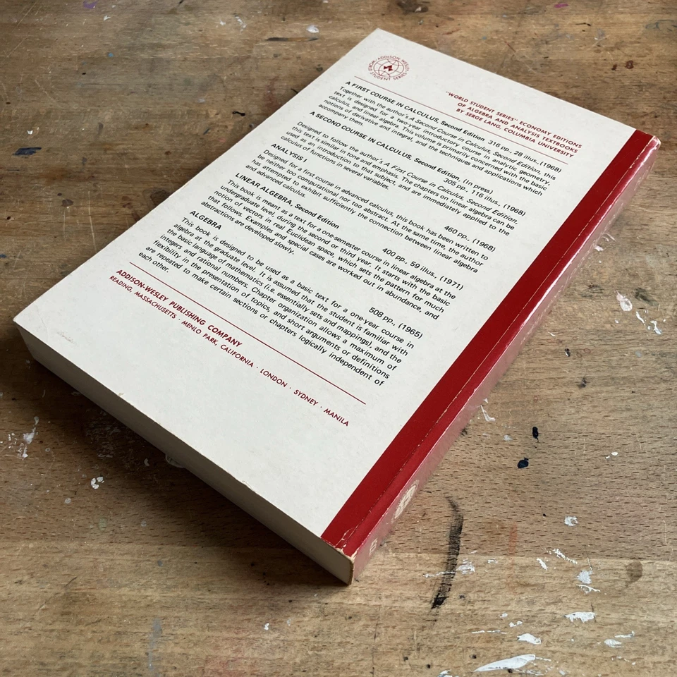 Linear Algebra 2nd Edition. 1970 Serge Lang. Paperback. 1972 third printing - Image 2 of 4