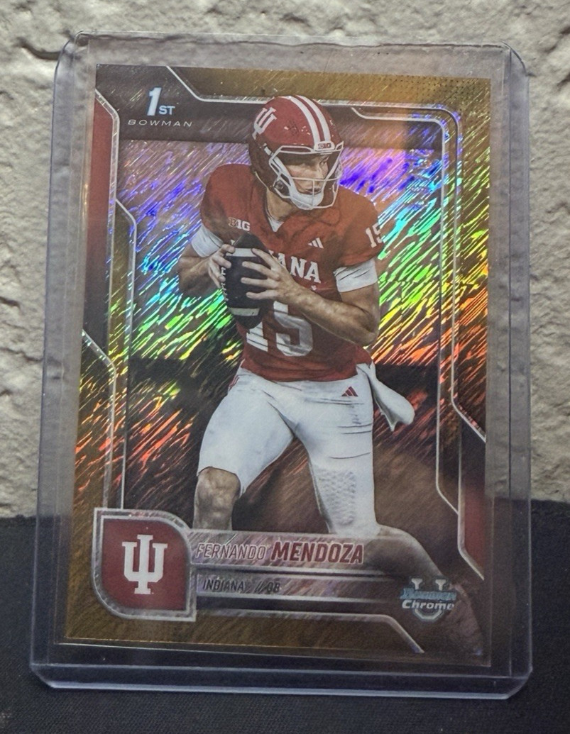 2025 Bowman Chrome U 1ST FERNANDO MENDOZA GOLD SHIMMER REFRACTOR /50 HOOSIERS
