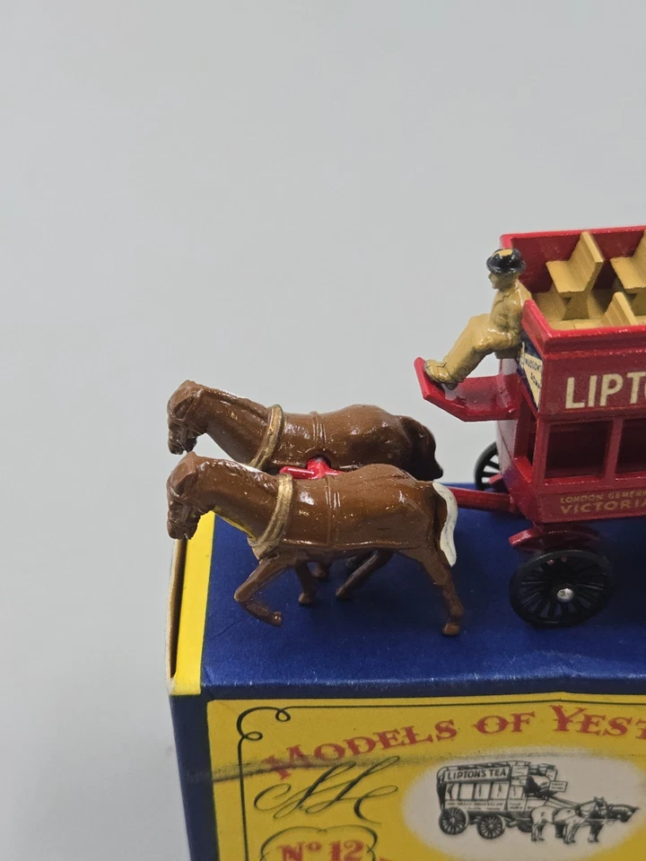 Vintage 1950s Matchbox Lesney Models Of Yesteryear #12 Horse Bus (Lipton Tea)... - Image 3 of 4