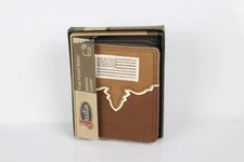 Justin Men's Front Pocket Wallet RFID US Flag Embroidered Brown Leather