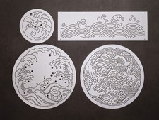Sashiko Stencils Embroidery Template Quilt Pattern - Ocean Waves T03