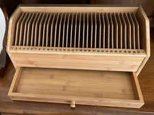 31 Day Wooden Monthly Mail/Bill, etc. Organizer with Drawer Desk Top