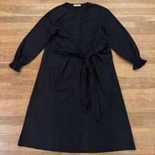 EPIK black long sleeve 13 button midi shirt shift dress size XL b64
