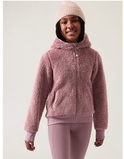Athleta Girls Winter So Snug Full Zip Sherpa Hooded Jacket Size XXL 16 Mauve NWT