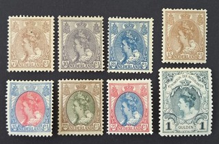 NETHERLANDS 1899 Lot of 8 Very Fine Mounted Mint Inc 15c Brown & 1G €200