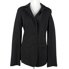 St John Collection Knit Blazer Jacket Womens 8 Wool Blend Black Pockets Buttons