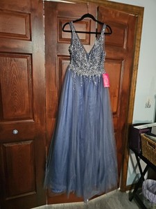 GB Prom Dress / Pageant Dress / Formal Gown Blue Beaded Size 11 NWT
