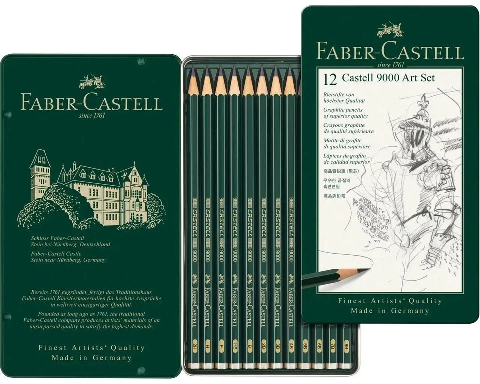 Faber-Castell Castell 9000 Art Set Pencil 12 Tin Set - Image 2 of 4