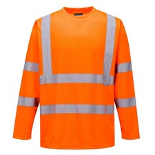Portwest Hi-Vis Long Sleeve T-Shirt Moisture Wicking Reflective Tape EN ISO20471