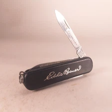 Swiss Army Knife Wenger 65mm Black Esquire EDDIE BAUER Logo *Chipped Scales*