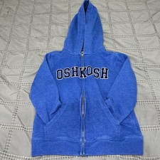 OshKosh B'gosh Boys Blue Zip Up Hoodie Sweatshirt Graphic Logo Size 7 Small 