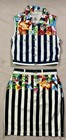 Vtg. 80s 90s MONDI Vest Mini Skirt Set BOLD GRAPHICS Stripes Flowers Euro 36 38 — photo 1
