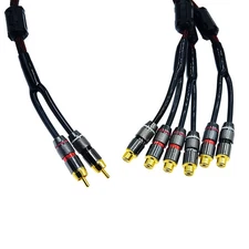 Dual 2 RCA Male To Six 6 RCA Female Amplifier Speaker Cable With 5.1 Sound 