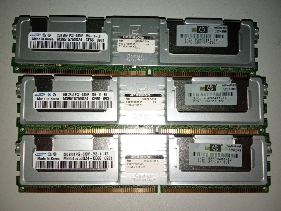 4x2GB Samsung DDR2 PC25300F-555-11-E0 667MHz 2Rx4 ECC Fb-dimm M395T5750GZ4-0931  - Immagine 3 di 3
