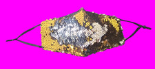 New Gold/Silver Mermaid Reversible Fashion Party Face Mask Bling Sequin Wedding