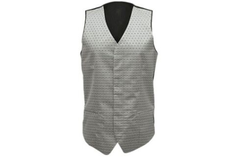 Men's Brocade Dress Vest Silver, Formal Waste Coat Suit 2XL - Picture 3 of 18