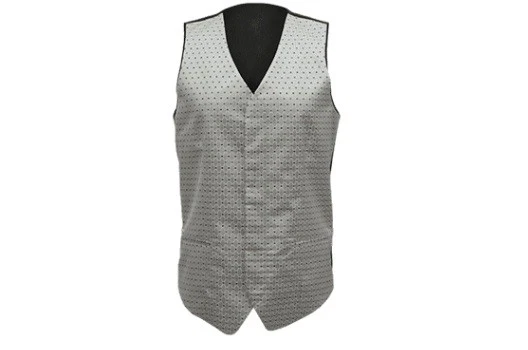 Men's Brocade Dress Vest Silver, Formal Waste Coat Suit 2XL - Image 3 of 4