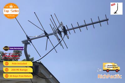 Yagi HDTV Antenna Outdoor 250 Mile for UHF VHF FM Signal Booster