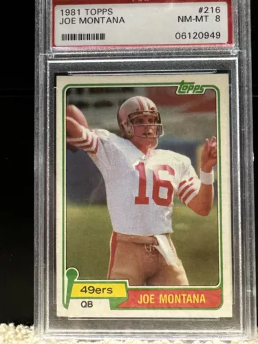 1981 Topps #216 Joe Montana Rookie Card PSA 8