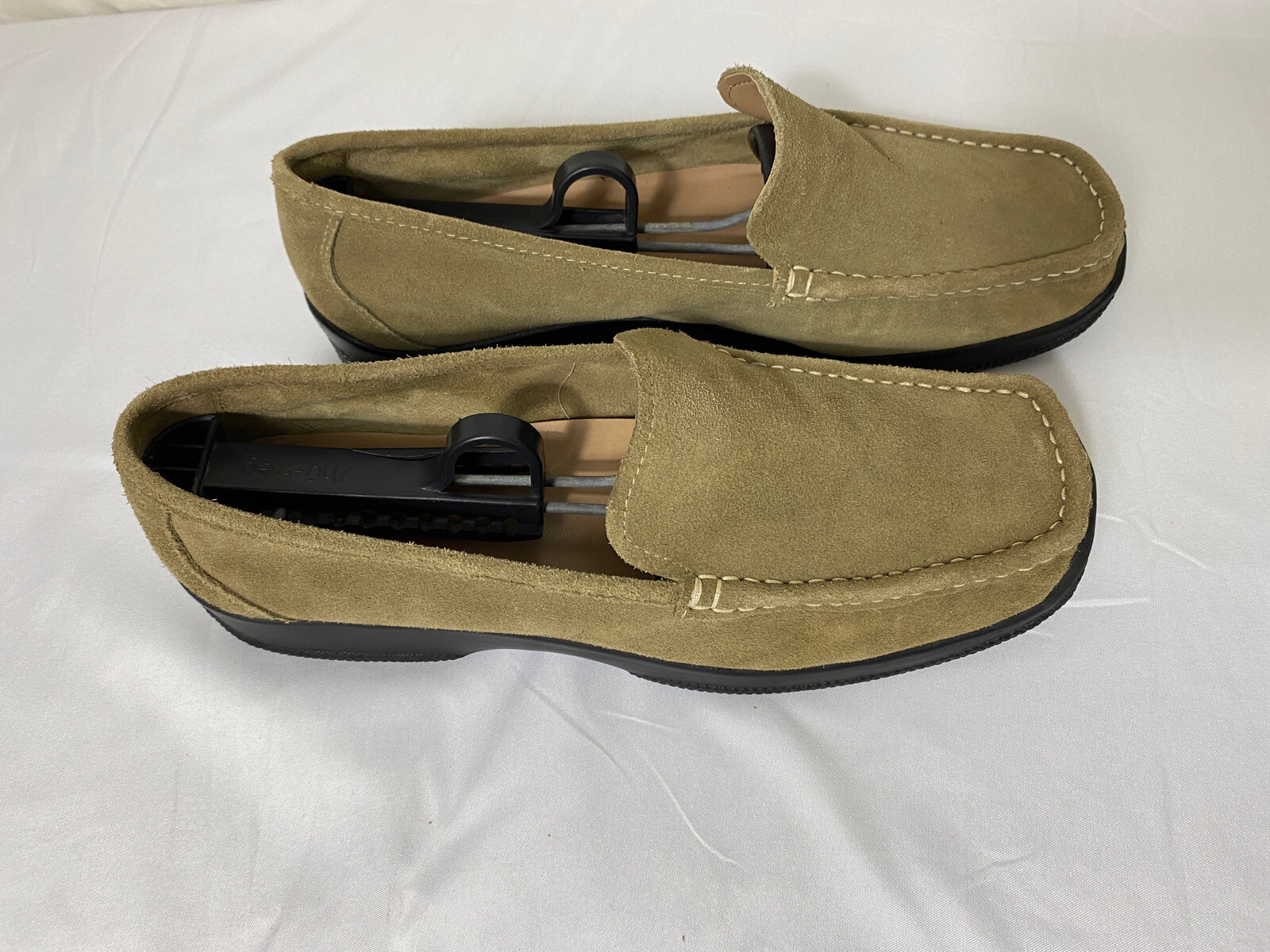 Anne Klein Tan Suede Leather SlipOn Loafer Square T… Gem
