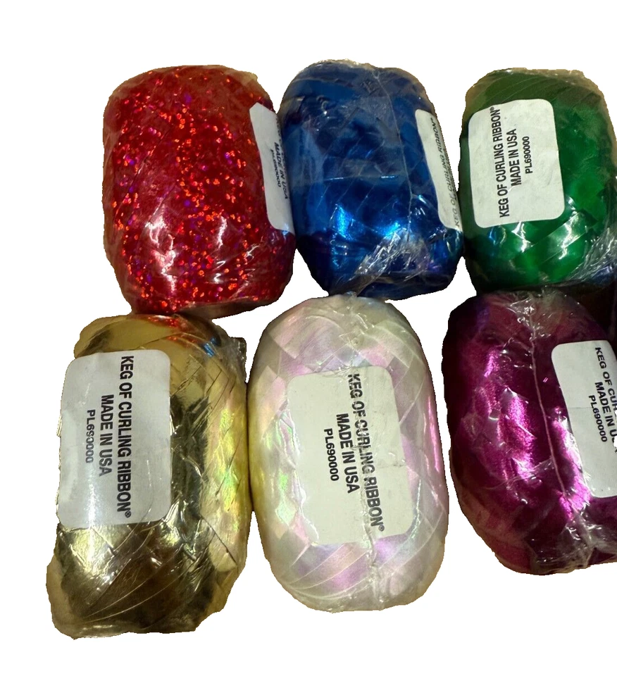 Barril de fita de ondulação fita de presente de Natal/feriado cor sortida X 7 - Imagem 2 de 4