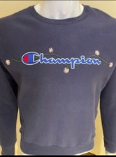 Vintage Reverse Weave Champion Flower Embroidered Woman  s Sweatshirt M 90  s Y2K