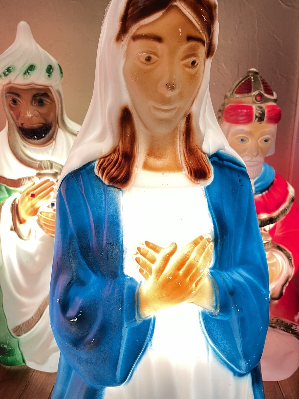 Large 36" 6 Piece Vintage Blow Mold Nativity Set Jesus Christmas Yard