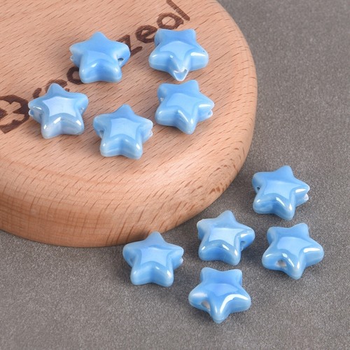 10pcs Star Shape 14mm Glossy Shiny Handmade Ceramci Porcelain Loose Beads - Picture 10 of 21
