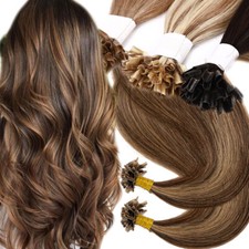 Flat U Tip 100 Real Remy Human Hair Extensions Keratin Nail Tip 1g/s Thick 200S