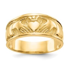 10k Yellow Gold Polished Claddagh Ring For Womens Size 7
