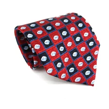 Pfizer Mens Necktie 100% Silk Red Black Tie - 57.75" x 3.75" Made In China