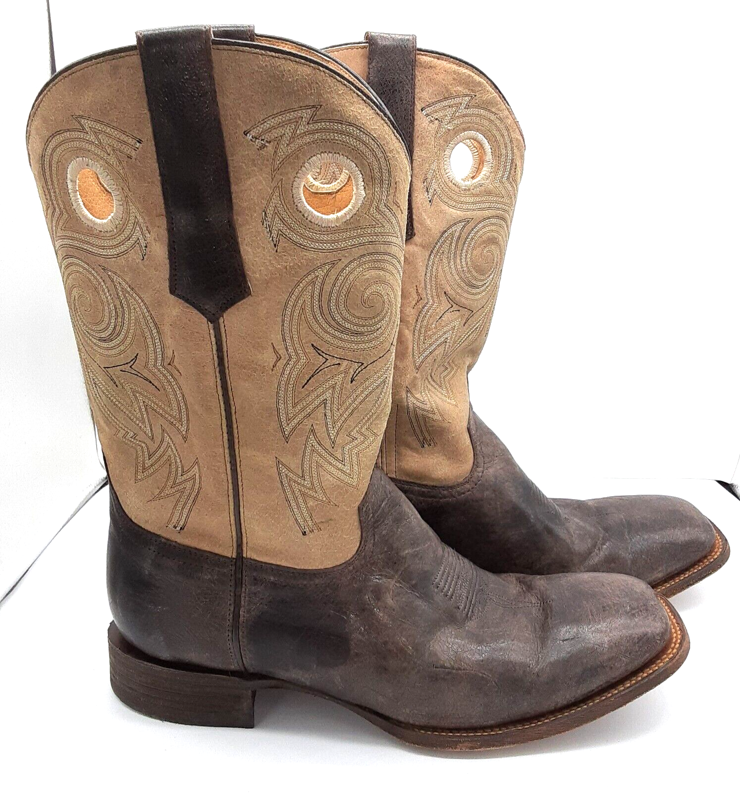 Rocky Hand Hewn Western Leather Boots in Tan Brown Size 12W for Men