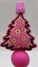 Beaded Ballpoint Pen,Christmas  pink Christmas Tree With Daisy  s On It.