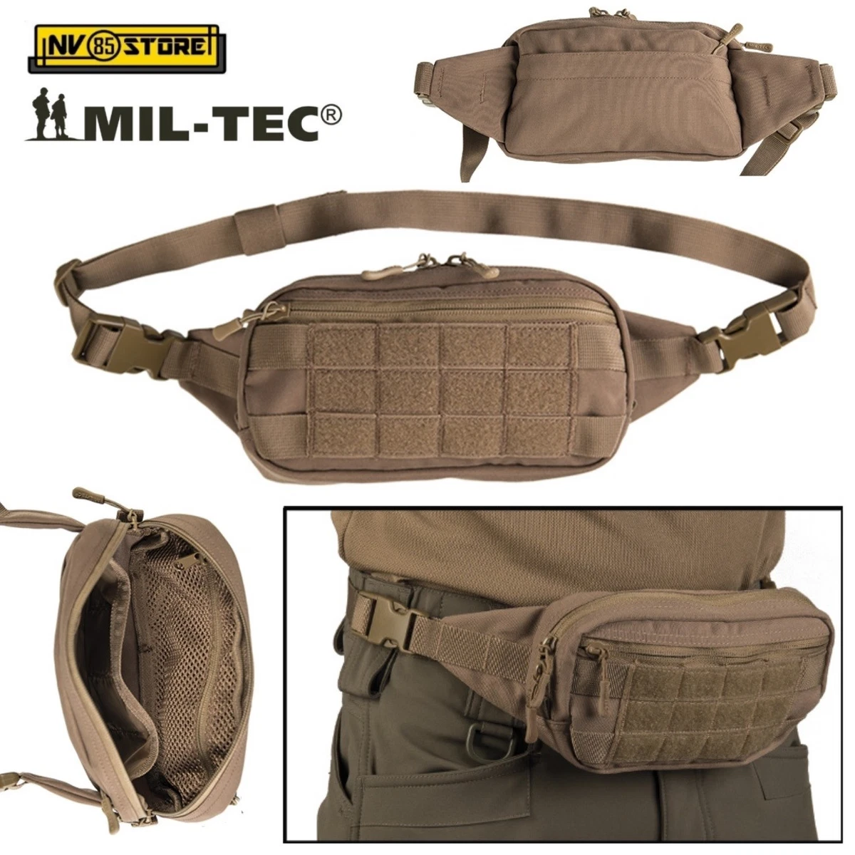 Chardime Marsupio Tattico Uomo – 5 Tasche Con Cerniera, Cinghia Regolabile, Colore Nero, Per Escursioni E Outdoor