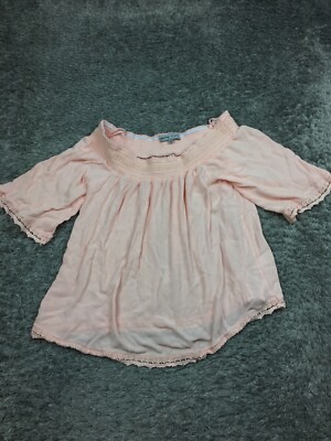 Absolutely Famous Top Womens Size Large Pink Round Neck Stretch Blouse