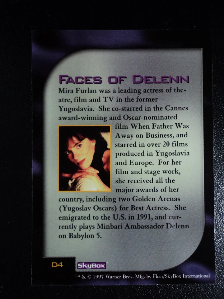 1997 BABYLON 5 SPECIAL EDITION - FACES OF DELENN CARD - ( D4 ) - MIRA FURLAN - Image 4 of 4