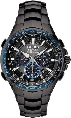 Seiko Coutura Radio Sync Solar Chronograph 44.5 mm Black Dial Men's Watch SSG021