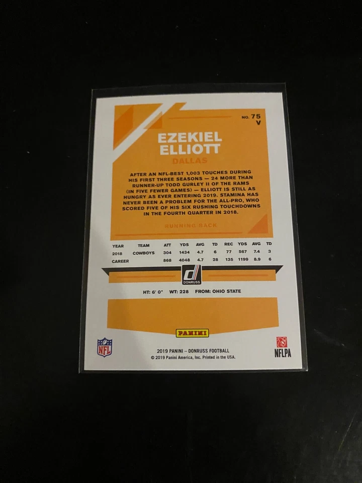 Ezekiel Elliott 2019 Donruss Cowboys Variation 75 - Image 2 of 2